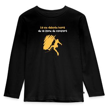 Escalade en dehors de la zone de confort - T-shirt manches longues Premium Enfant - noir - Devant - AI Model Kid Male (0cm)