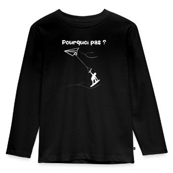 Pourquoi pas ? Origami wakeboard - T-shirt manches longues Premium Enfant - noir - Devant - AI Model Kid Male (0cm)