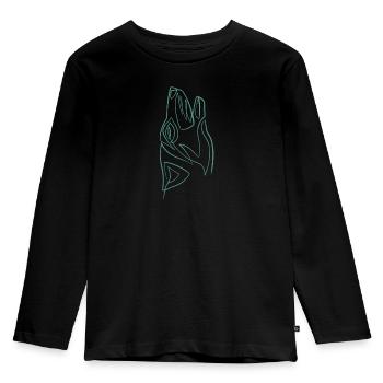 Tête de loup one line - T-shirt manches longues Premium Enfant - noir - Devant - AI Model Kid Male (0cm)