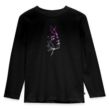 Trash line art woman's face - Kids' Premium Longsleeve Shirt - black - Front - AI Model Kid Male (0cm)