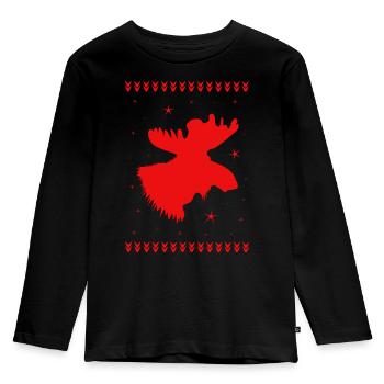 Elk Christmas Reindeer Deer - T-shirt manches longues Premium Enfant - noir - Devant - AI Model Kid Male (0cm)