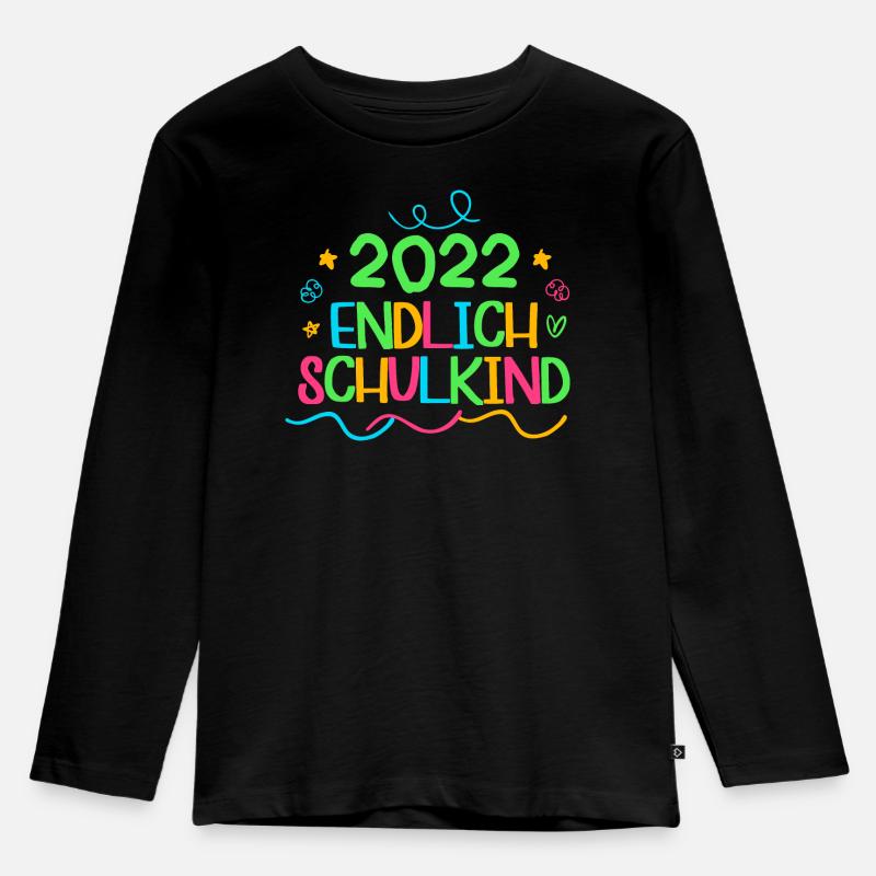 2022 endlich schulkind, Einschulung Erstklässler - Kinder Premium Bio Langarmshirt - Schwarz