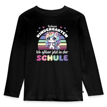 Bye bye kindergarten I glitter at school - Kids' Premium Longsleeve Shirt - black - Front - AI Model Kid Male (0cm)