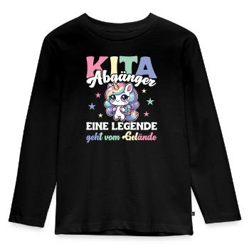 Kita Abgänger 2024 eine Legende geht vom Gelände - Kinder Premium Bio Langarmshirt - Schwarz - Vorne - AI Model Kid Male (0cm)