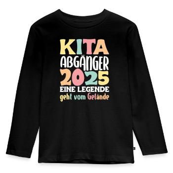 Kita Abgänger 2025 eine Legende geht vom Gelände - Kinder Premium Bio Langarmshirt - Schwarz - Vorne - AI Model Kid Male (0cm)