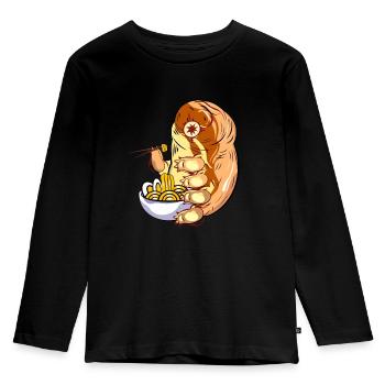 Tardigrade Eating Ramen - Kids' Premium Longsleeve Shirt - black - Front - AI Model Kid Male (0cm)