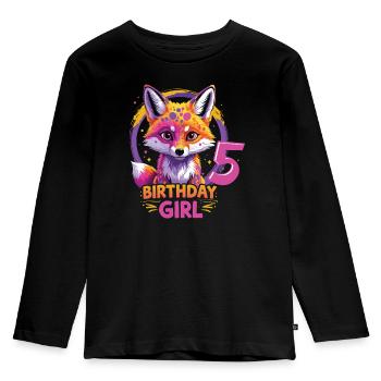 Cute Girl Motif Birthday Fox 5 Years - Kids' Premium Longsleeve Shirt - black - Front - AI Model Kid Male (0cm)
