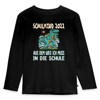 Schulkind 2022 aus dem Weg - Einschulung 2022 - Kinder Premium Bio Langarmshirt - Schwarz - Vorne - AI Model Kid Male (0cm)