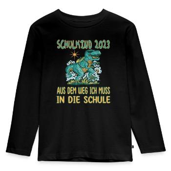 Schulkind 2023 aus dem Weg - Einschulung 2023 - Kinder Premium Bio Langarmshirt - Schwarz - Vorne - AI Model Kid Male (0cm)