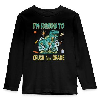 I'm ready to crush 1st grade - Einschulung Schule - Kinder Premium Bio Langarmshirt - Schwarz - Vorne - AI Model Kid Male (0cm)