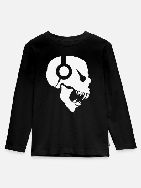 Totenkopf mit Kopfhörer - Vampir - Premium økologisk langærmet T-shirt til børn - sort