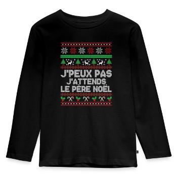 J'peux pas j'attends le Père Noël - T-shirt manches longues Premium Enfant - noir - Devant - AI Model Kid Male (0cm)