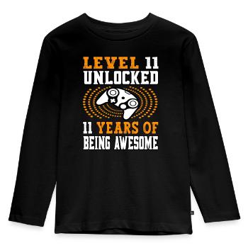 Niveau 11 débloqué - 11 Birthday Gamer orange - T-shirt manches longues Premium Enfant - noir - Devant - AI Model Kid Male (0cm)