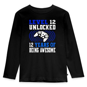 Niveau 12 débloqué - 12 anniversaire gamer bleu - T-shirt manches longues Premium Enfant - noir - Devant - AI Model Kid Male (0cm)