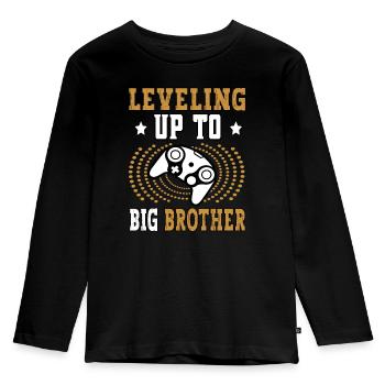 Leveling UP to big brother brother gold - Kids' Premium Longsleeve Shirt - black - Front - AI Model Kid Male (0cm)