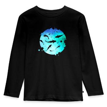Requins fonds marins - T-shirt manches longues Premium Enfant - noir - Devant - AI Model Kid Male (0cm)