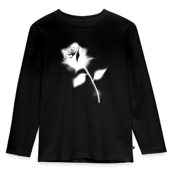 weiße Rose - Kinder Premium Bio Langarmshirt - Schwarz - Vorne - AI Model Kid Male (0cm)