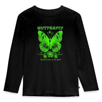 Butterfly Finding Peace In The Wind - Kids' Premium Longsleeve Shirt - black - Front - AI Model Kid Male (0cm)
