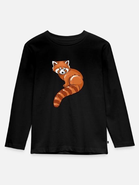 Roter Panda - Kinder Premium Bio Langarmshirt - Schwarz