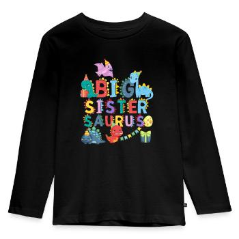 Grande sœur Saurus | Tshirt dinosaure Rawr - T-shirt manches longues Premium Enfant - noir - Devant - AI Model Kid Male (0cm)