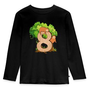 8. Geburtstag | Faultier Geburtstag | Faultier - Kinder Premium Bio Langarmshirt - Schwarz - Vorne - AI Model Kid Male (0cm)