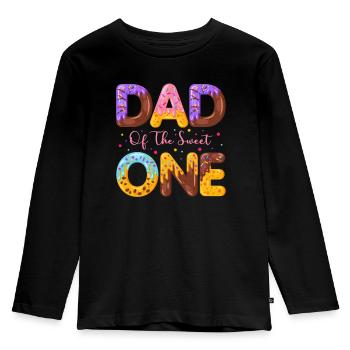 Papa Der Süßen Bestreut Köstlichen Krapfen - Kinder Premium Bio Langarmshirt - Schwarz - Vorne - AI Model Kid Male (0cm)