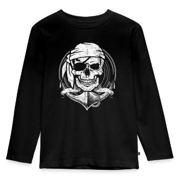 Pirat Piratenschädel Freibeuter Geschenk - Kinder Premium Bio Langarmshirt - Schwarz - Vorne - AI Model Kid Male (0cm)