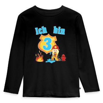 Mädchen 3.Geburtstag Feuerwehr Kinder Geschenk - Kinder Premium Bio Langarmshirt - Schwarz - Vorne - AI Model Kid Male (0cm)