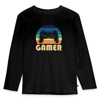 Player - Kids' Premium Longsleeve Shirt - black - Front - AI Model Kid Male (0cm)
