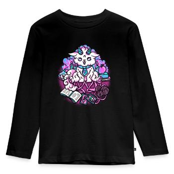 Demons Cat Summoning Cute Cat Devil - Kids' Premium Longsleeve Shirt - black - Front - AI Model Kid Male (0cm)
