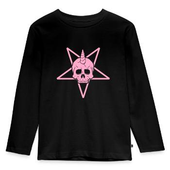 Girl Metal Black Pink Pentacle Skull - Kids' Premium Longsleeve Shirt - black - Front - AI Model Kid Male (0cm)