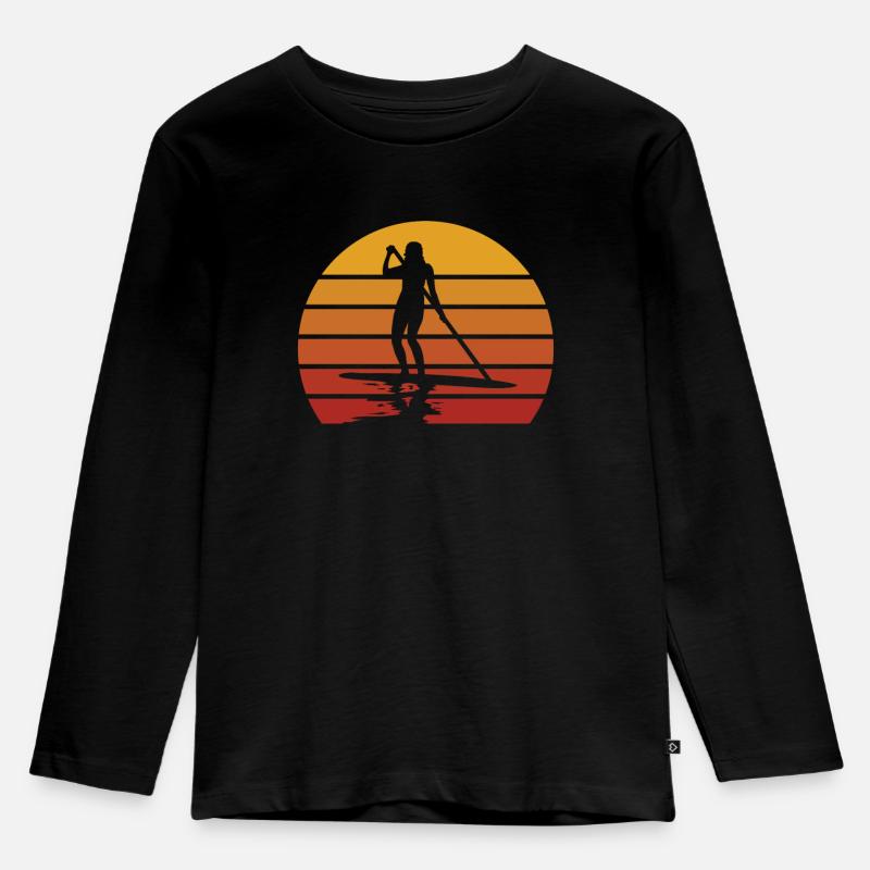 Stand Up Paddling Vintage SUP Paddeln Geschenk - Kinder Premium Bio Langarmshirt - Schwarz