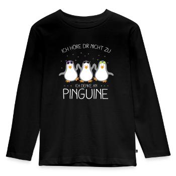Höre Dir Nicht Zu Denke an Pinguine Zoo Geschenk - Kinder Premium Bio Langarmshirt - Schwarz - Vorne - AI Model Kid Male (0cm)