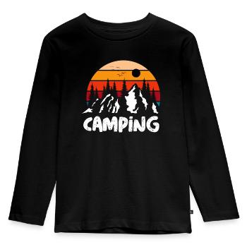 Vintage Sunset Camping - Kinder Premium Bio Langarmshirt - Schwarz - Vorne - AI Model Kid Male (0cm)
