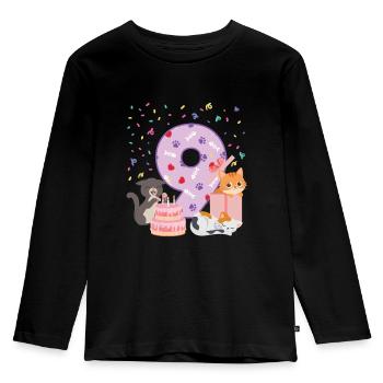 9. Geburtstag Mädchen Katzen Outfit 9 Jahr alt - Kinder Premium Bio Langarmshirt - Schwarz - Vorne - AI Model Kid Male (0cm)