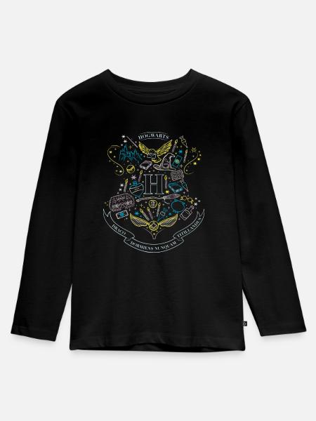 Harry Potter Hogwarts Elements - Premium økologisk langærmet T-shirt til børn - sort