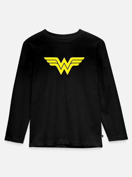 Justice League Wonder Woman Logo - Kinder Premium Bio Langarmshirt - Schwarz