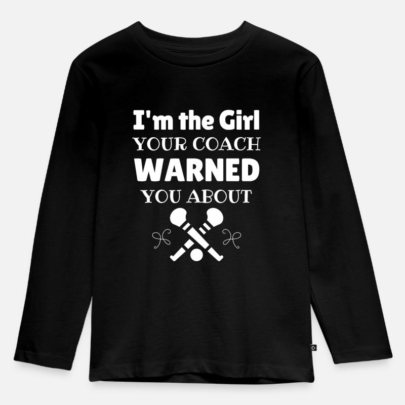 Camogie: Ich bin das Mädchen, vor dem dein Trainer dich gewarnt hat. - Kinder Premium Bio Langarmshirt - Schwarz
