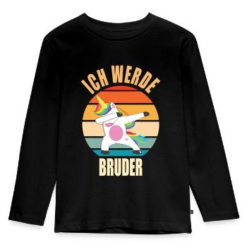 Ich werde bruder - Einschulung Dino - Kinder Premium Bio Langarmshirt - Schwarz - Vorne - AI Model Kid Male (0cm)