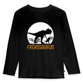 Frèrosaurus Cadeau Grand Frère Humour Dinosaure - T-shirt manches longues Premium Enfant - noir - Devant - AI Model Kid Male (0cm)