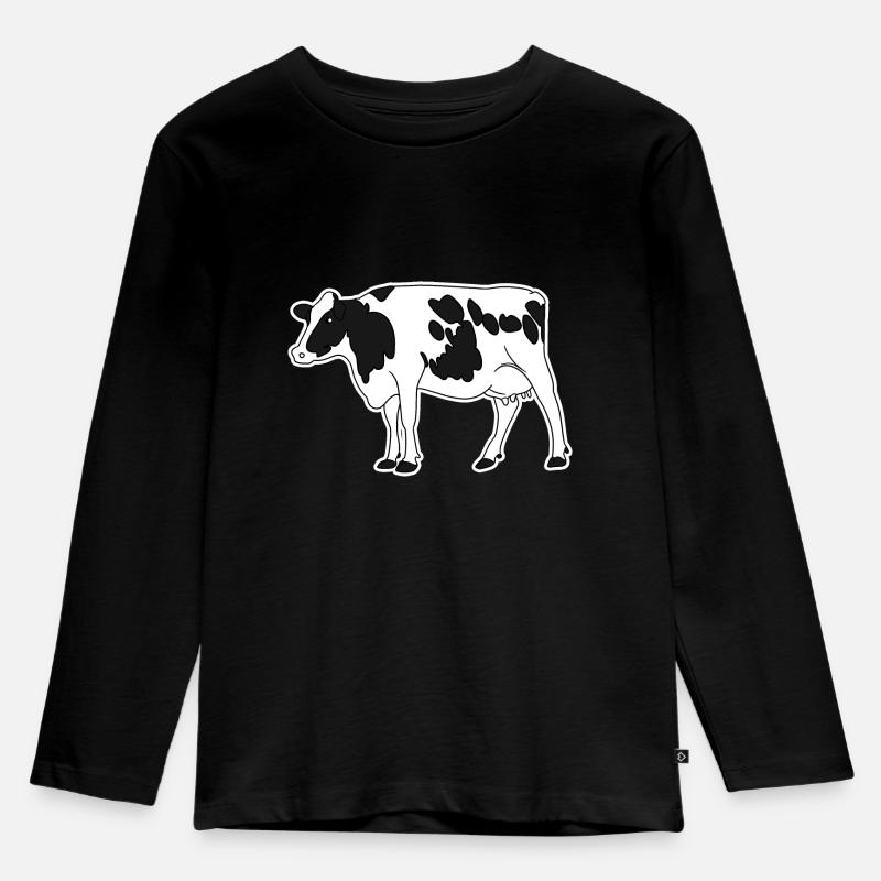 Kuh - Kinder Premium Bio Langarmshirt - Schwarz