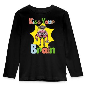 Kiss Your Brain,Teacher, Teacher Appreciation Gift - Kids' Premium Longsleeve Shirt - black - Front - AI Model Kid Male (0cm)