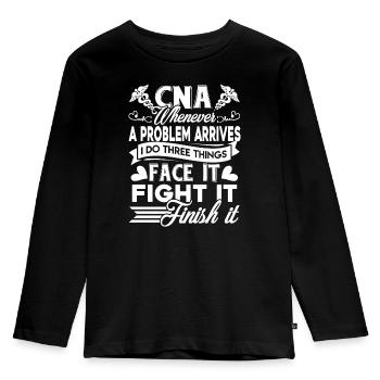 CNA CNA Solves Problem - Kids' Premium Longsleeve Shirt - black - Front - AI Model Kid Male (0cm)
