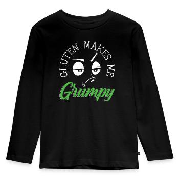 Gluten Makes Me Grumpy Celiac Disease Awareness - Kids' Premium Longsleeve Shirt - black - Front - AI Model Kid Male (0cm)