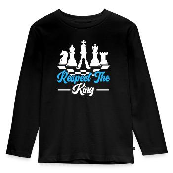Respect The King Grandmaster Board Game Chess - Kids' Premium Longsleeve Shirt - black - Front - AI Model Kid Male (0cm)