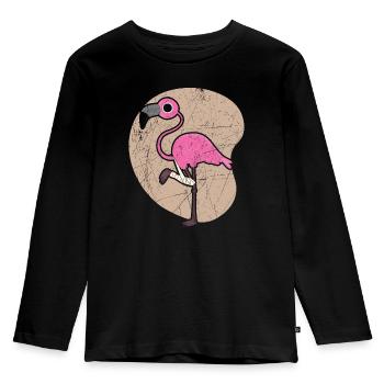 Injured Flamingo Broken Leg Injury Recovery - Kids' Premium Longsleeve Shirt - black - Front - AI Model Kid Male (0cm)