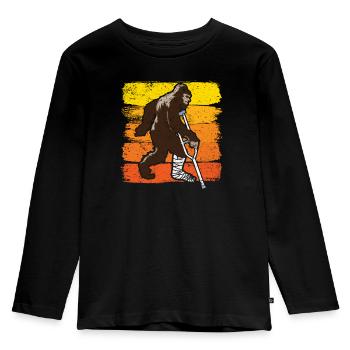 Injured Bigfoot Broken Leg Injury Recovery Rehab - Kids' Premium Longsleeve Shirt - black - Front - AI Model Kid Male (0cm)
