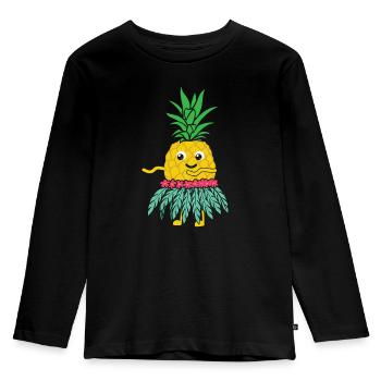 Ananasliebhaber Hallo Sommer Tropische Frucht - Kinder Premium Bio Langarmshirt - Schwarz - Vorne - AI Model Kid Male (0cm)
