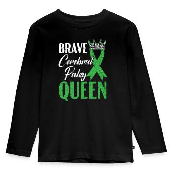 Brave Cerebral Palsy Queen CP Disease Disorder - Kids' Premium Longsleeve Shirt - black - Front - AI Model Kid Male (0cm)