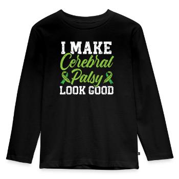 I Make Cerebral Palsy Looks Good Disease Disorder - Kids' Premium Longsleeve Shirt - black - Front - AI Model Kid Male (0cm)